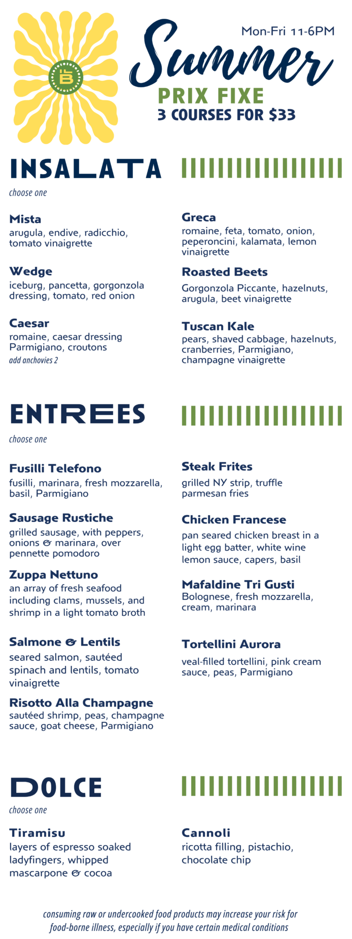 Summer Prix-Fix Menu